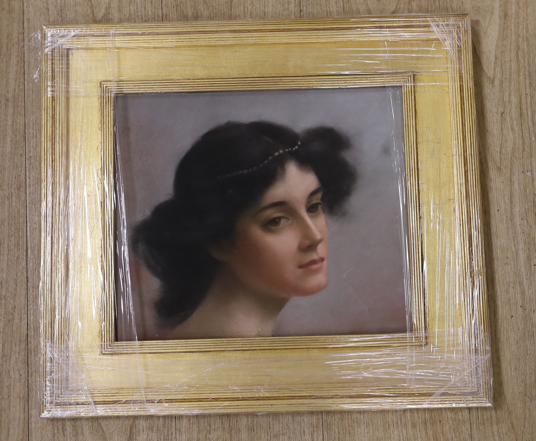 Edwardian School, pastel, Head of a classical beauty, 31 x 36cm